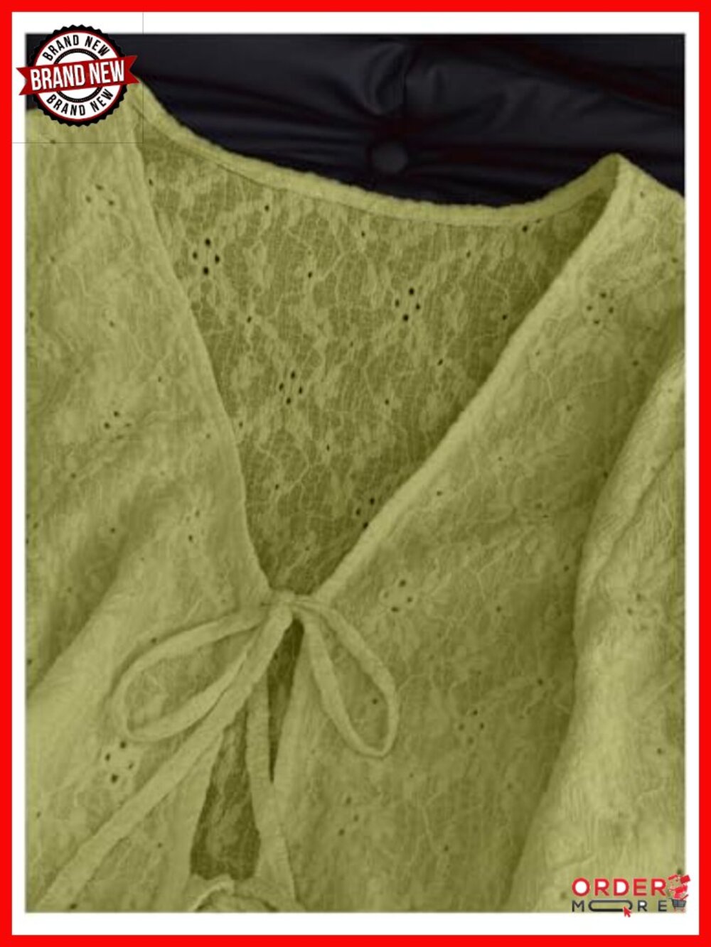 Plus Size Boho Blouse Long Sleeve V Neck Eyelet Embroidered Tie Front Flared - Picture 2 of 4